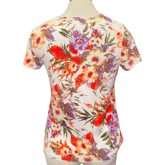 Floral Print Short Sleeve Cotton Top - Picture 2 of 6
